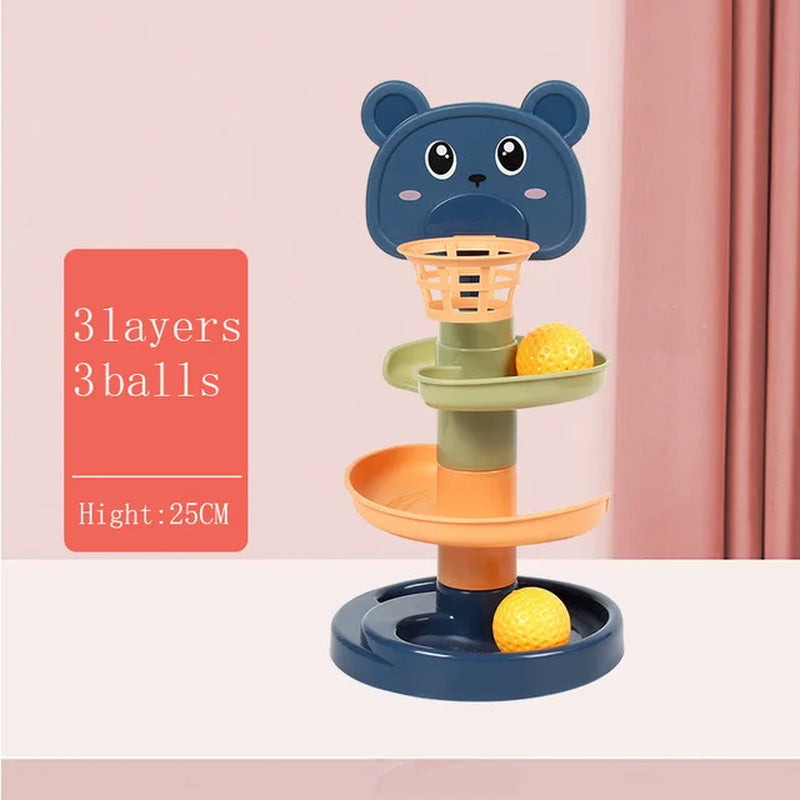 Montessori Educational Rolling Ball Toy for Baby Development and Stacking Activities