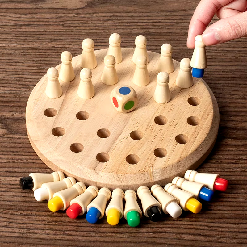Wooden Memory Match Stick Chess Color Game Board Puzzles Montessori Educational Toy Cognitive Ability Learning Toys for Children