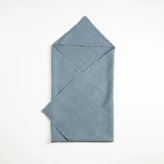 Linen Hooded Waffle Towel for Kids - Blue Fog