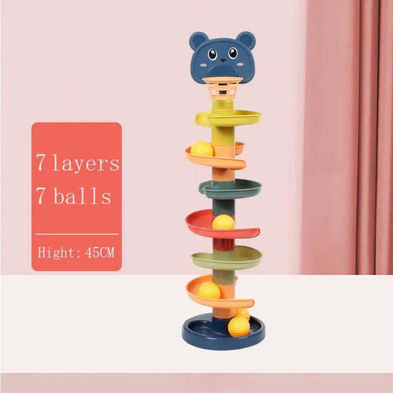 Montessori Educational Rolling Ball Toy for Baby Development and Stacking Activities