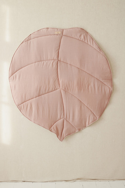 Organic Cotton and Linen Leaf Playmat - Powder Pink