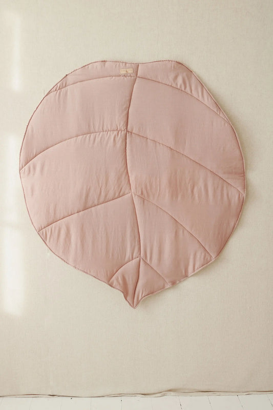 Organic Cotton and Linen Leaf Playmat - Powder Pink