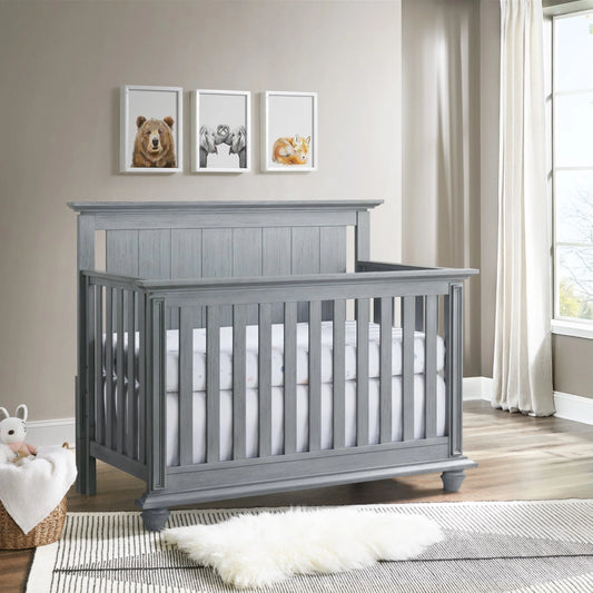 Langston 4-In-1 Convertible Crib, Graphite Gray, Wooden Crib