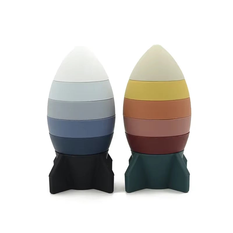 Silicone Rocket Stacking for Babies Silicone Toy Stacker Baby Toddler Toy Cpc Certification Montessori Toy