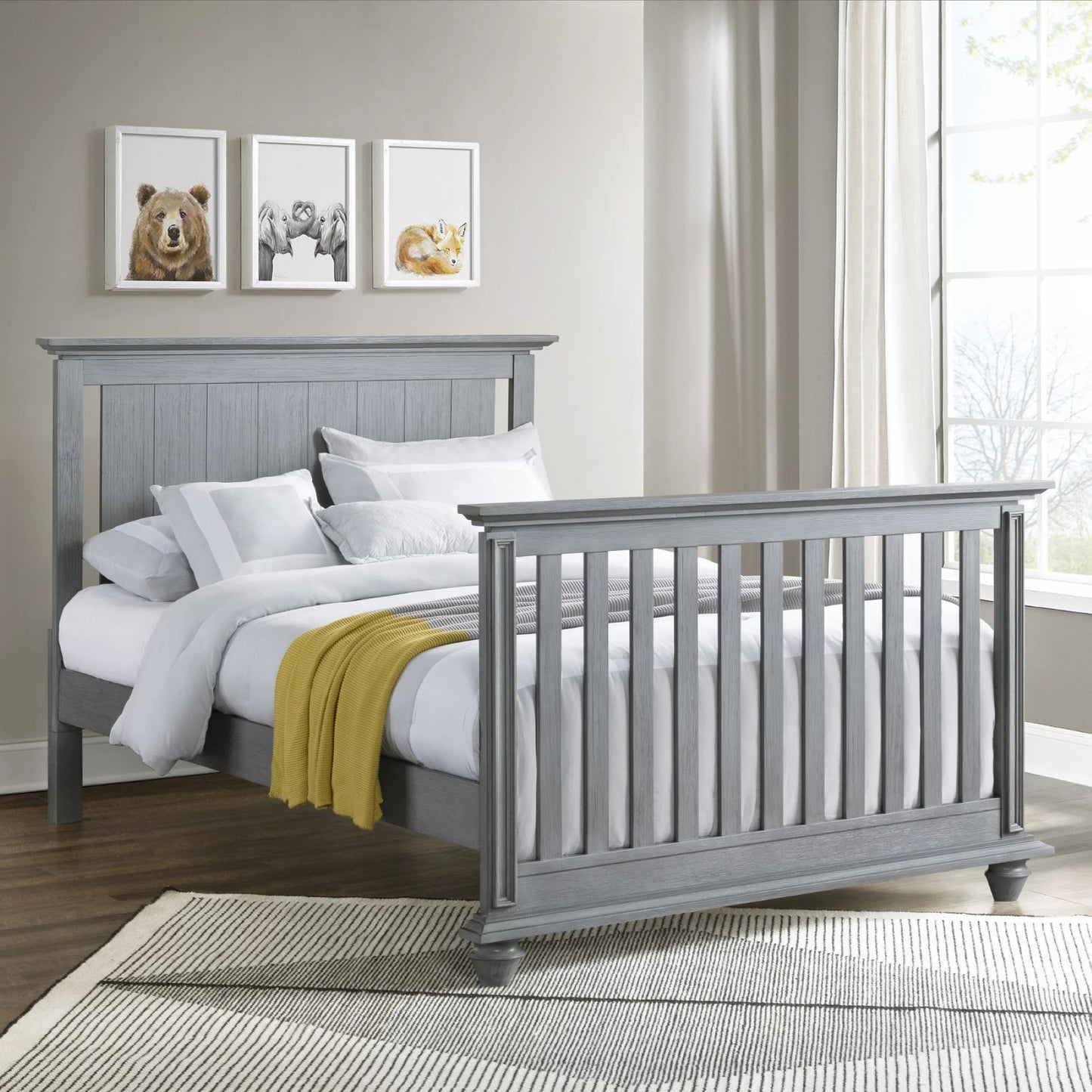 Langston 4-In-1 Convertible Crib, Graphite Gray, Wooden Crib