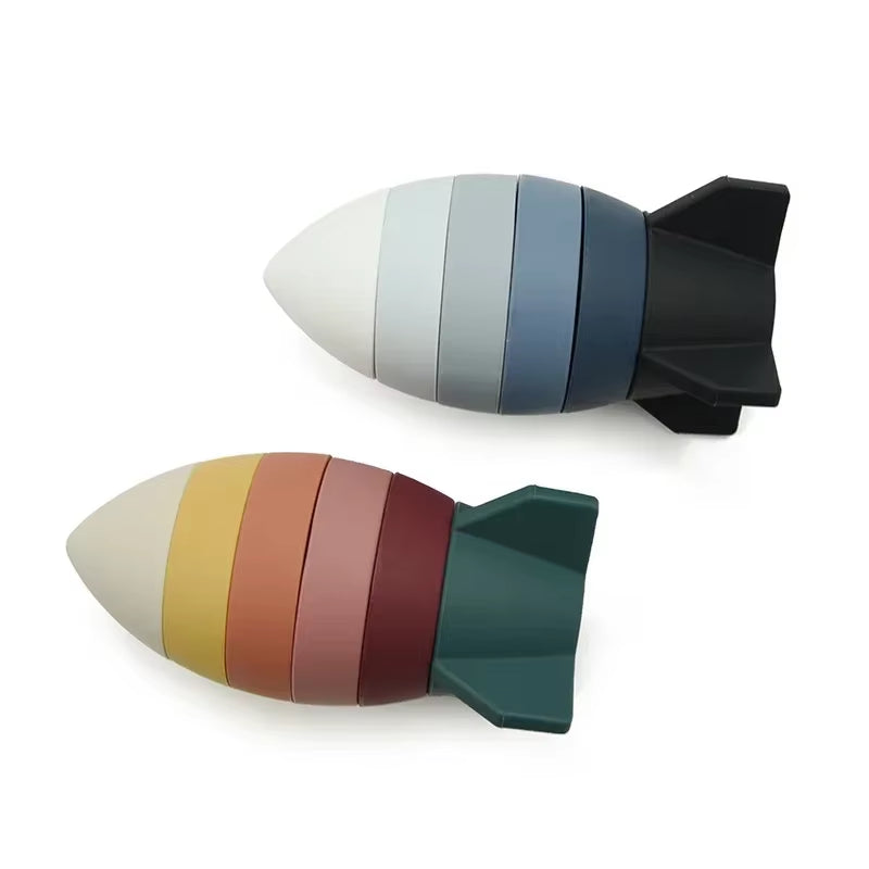 Silicone Rocket Stacking for Babies Silicone Toy Stacker Baby Toddler Toy Cpc Certification Montessori Toy