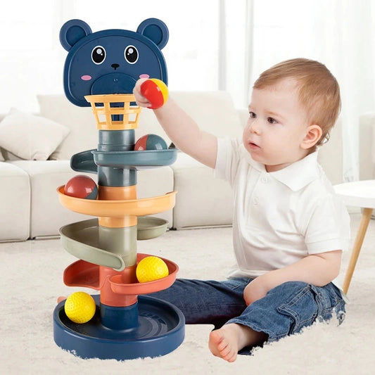 Montessori Educational Rolling Ball Toy for Baby Development and Stacking Activities
