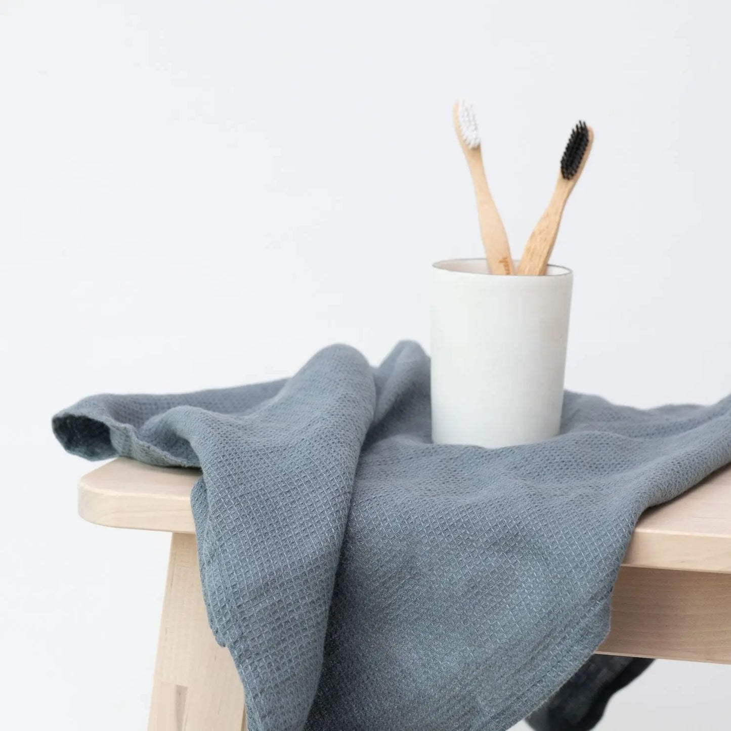 Honeycomb Fine Waffle Towel - Blue Fog
