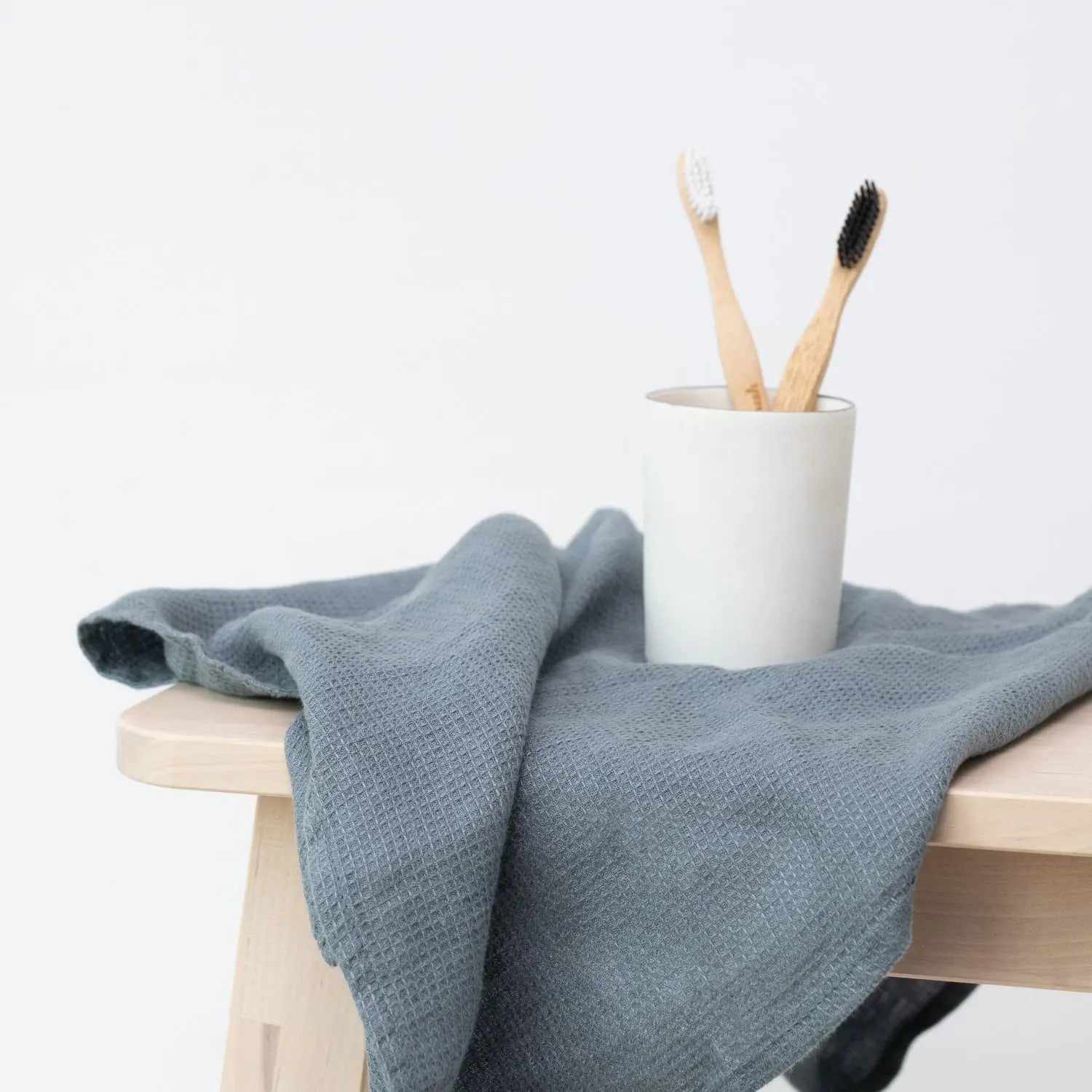Honeycomb Fine Waffle Towel - Blue Fog