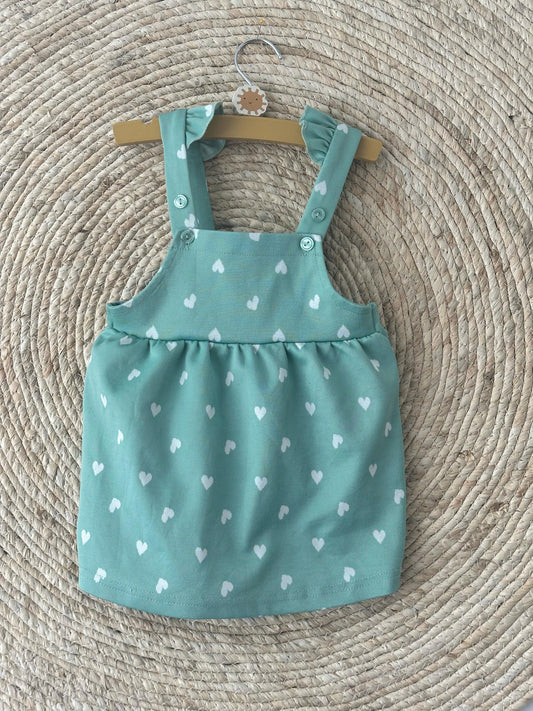 Hello Loomi Mint Green Heart Pinafore Dress