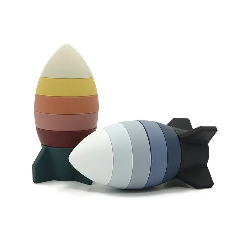 Silicone Rocket Stacking for Babies Silicone Toy Stacker Baby Toddler Toy Cpc Certification Montessori Toy