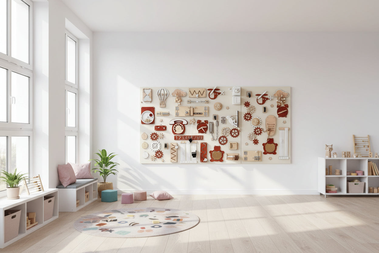 Two-piece wall activity panel (60×80 + 60×39 cm)