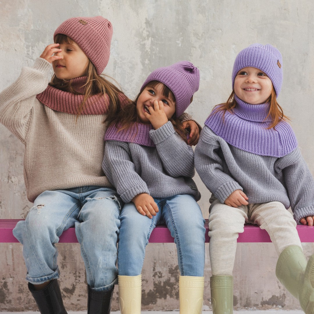 Winter Merino Wool Hat for Kids - Blush